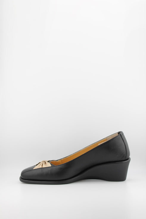 DFC Relax Wedge Loafers with Bow Accent